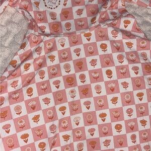 Pink and Orange Floral Checkered Dress